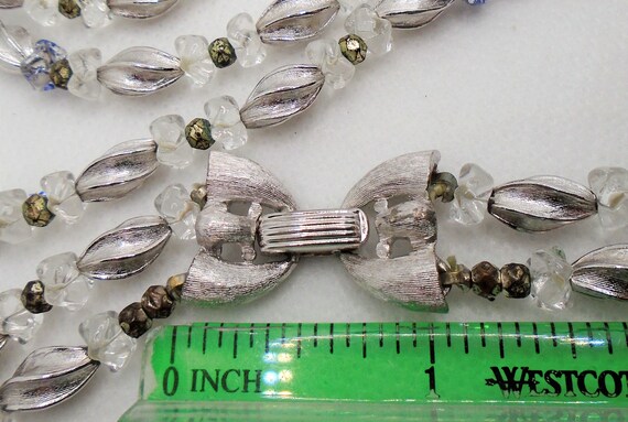 Vintage Silver Tone Double Strand Clear, Polished… - image 6
