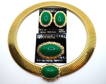Vintage Monet Romanov Necklace, Brooch, and Earrings Set