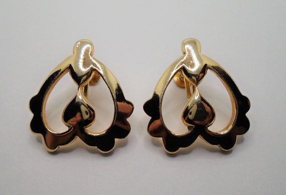 Vintage Polished Gold Tone Cut Out Detailed Screw… - image 3