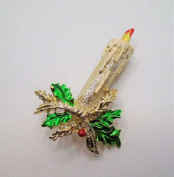 Vintage Detailed Gold Tone Red, Green, White, and… - image 3