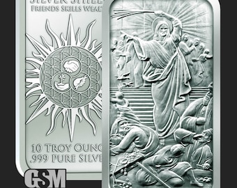 10 oz .999 Pure Silver Bar Silver Shield Jesus and the Money Changers