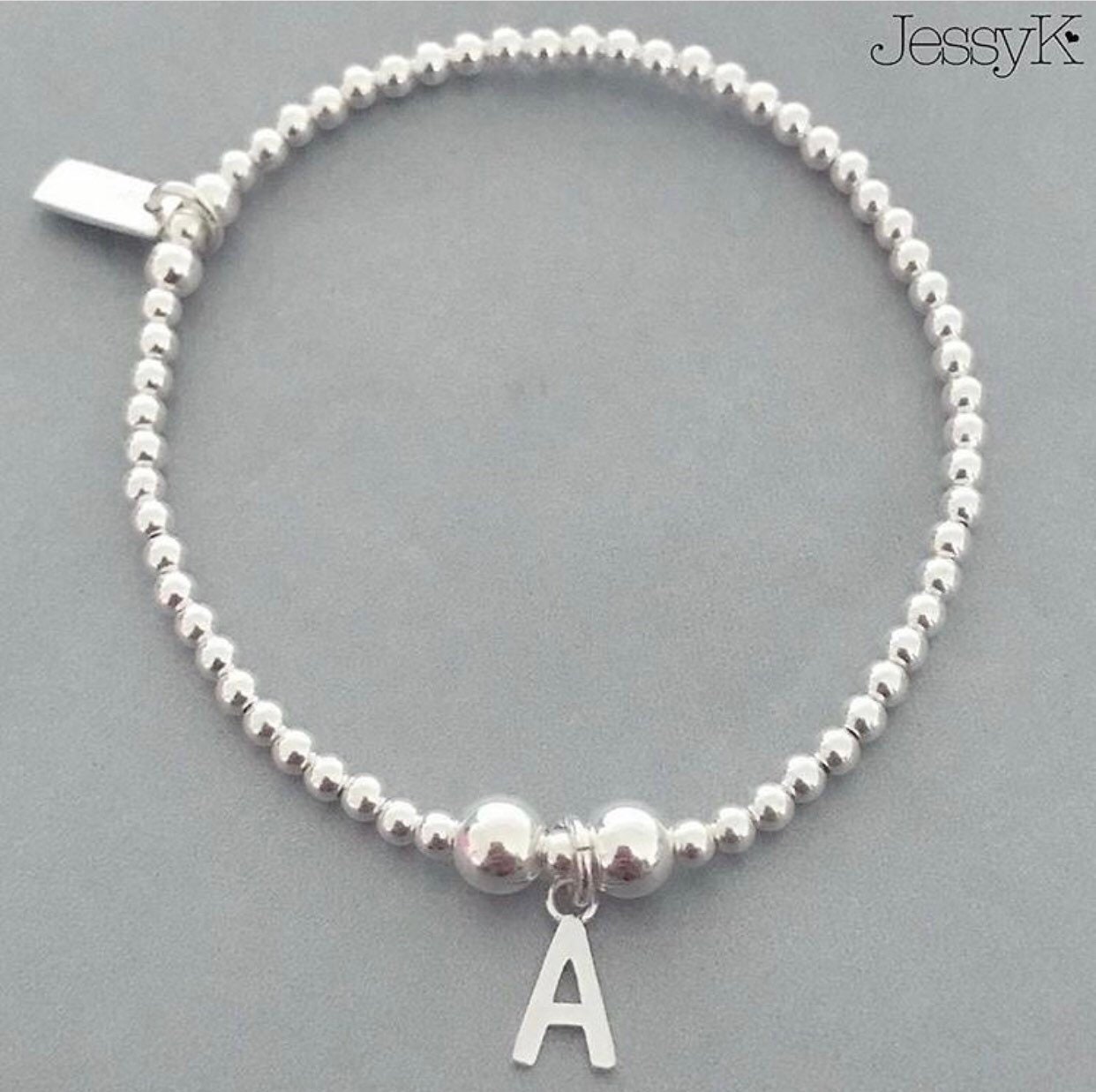 Sterling Silver Initial Charm Bracelet Etsy UK