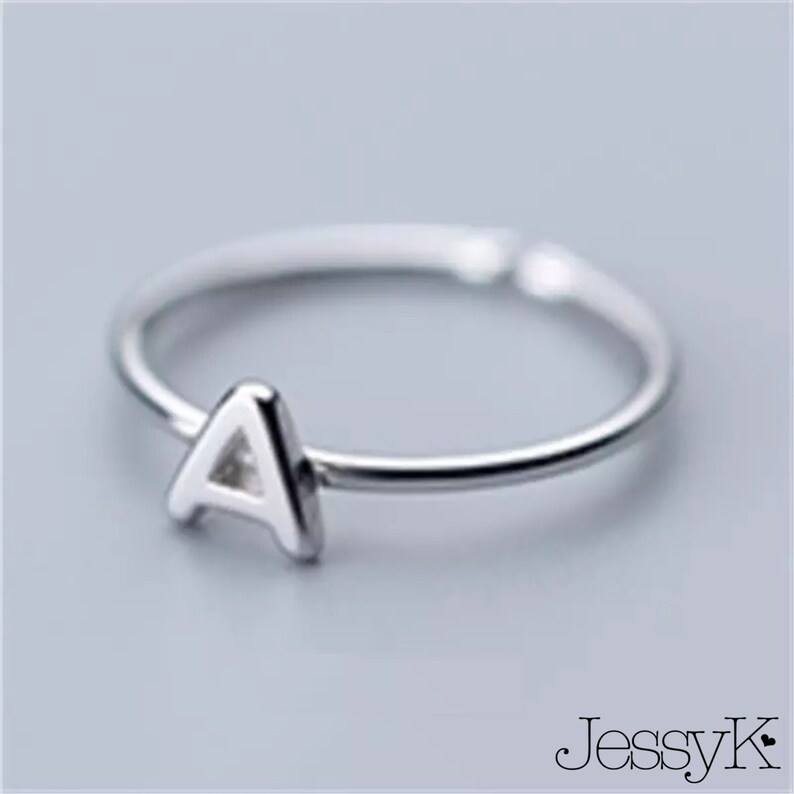 Sterling Silver Adjustable Initial Alphabet Ring