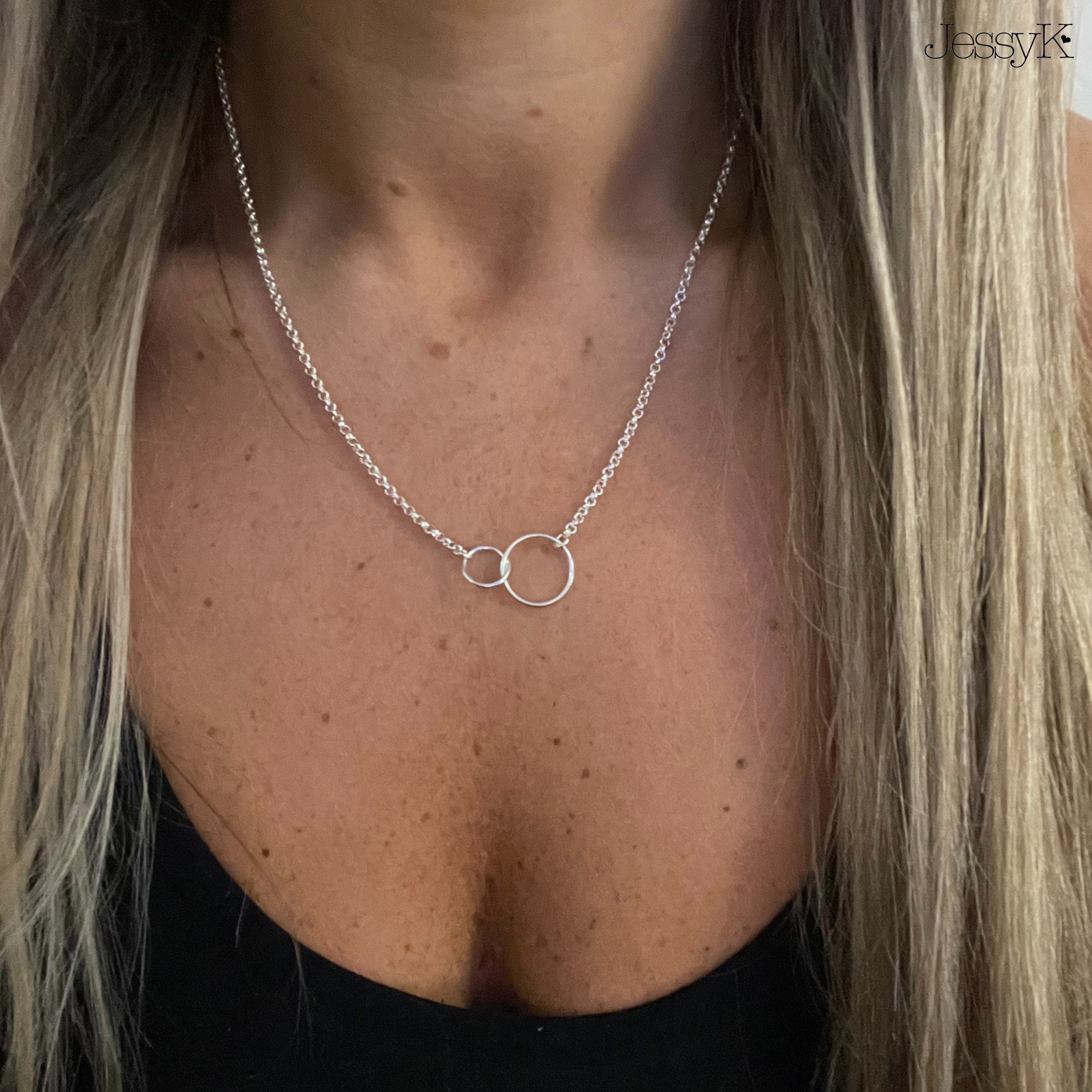 Sterling Silver Interlinking Interlocking Circles Necklace