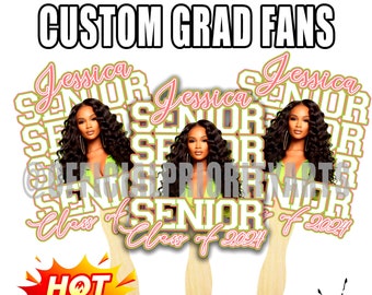 GRADUATION FANS 2024 | Grad Favors, Graduation, Senior graduation, Printed Fans-ADD your pics, Custom party favors, party fans 8'' head fans