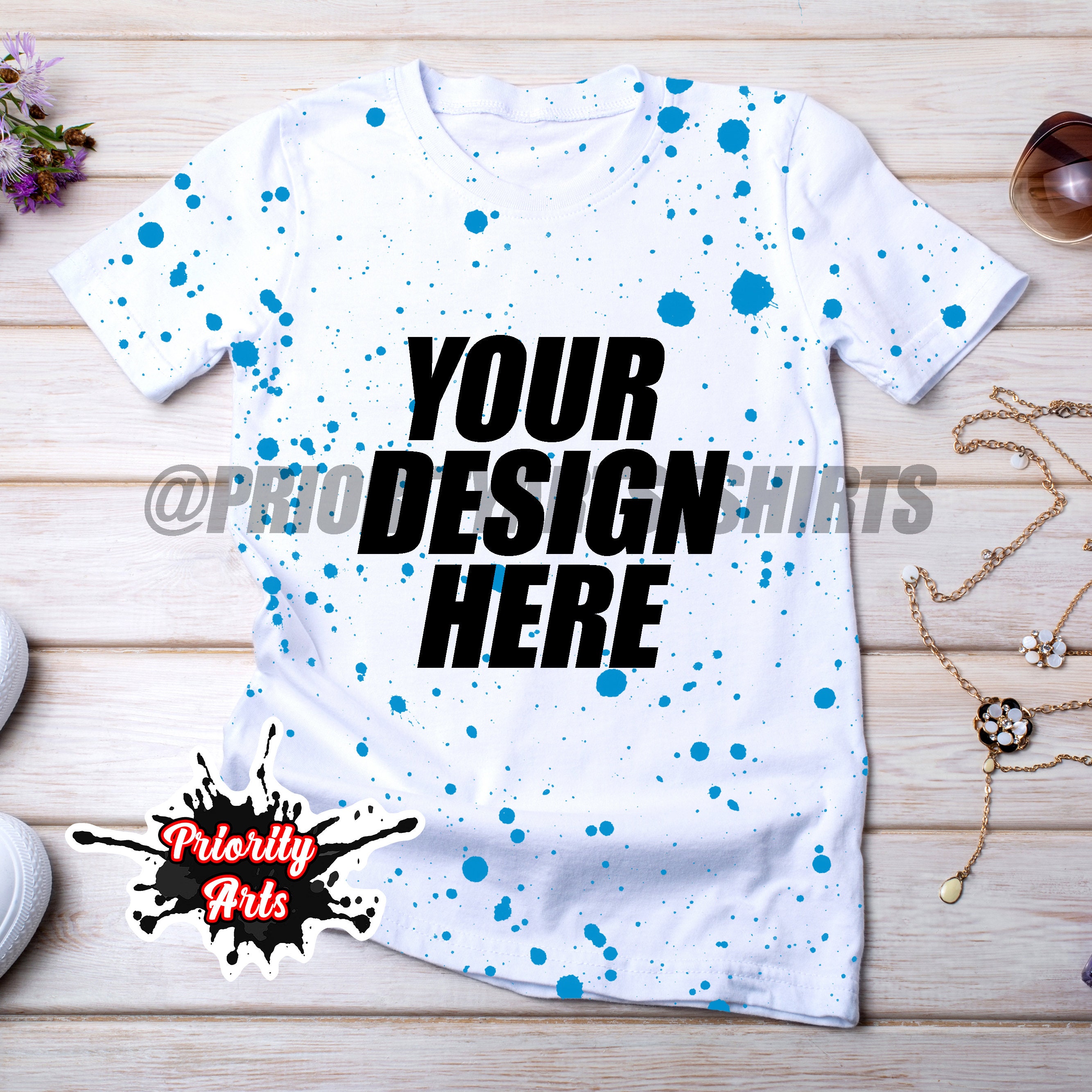 Blue Splatter T-shirt Blank, Splatter Paint T-shirt