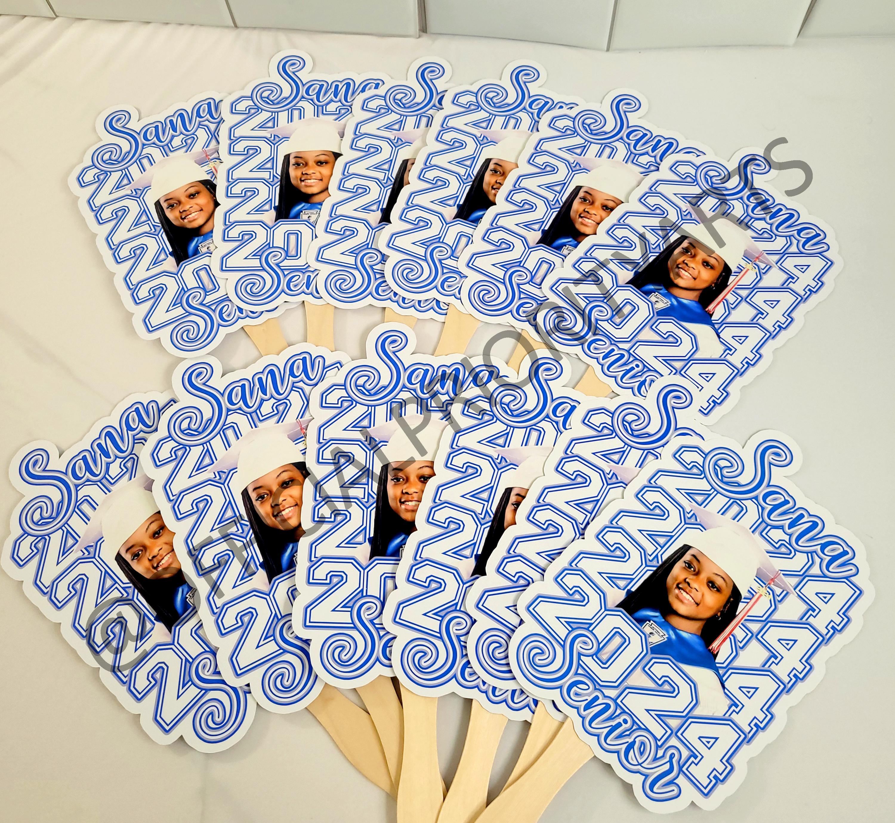 Custom Face Fans With Wooden Handle, Graduation Head, Grad Face Fans ...