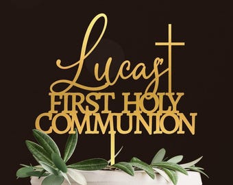 First Communion Cake Topper, Baptism Cake Topper, Personalized Baptism, God Bless Cake Topper, First Holy Communion, Cross Cake Topper, Gold