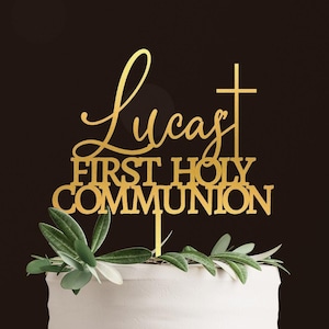 First Communion Cake Topper, Baptism Cake Topper, Personalized Baptism, God Bless Cake Topper, First Holy Communion, Cross Cake Topper, Gold