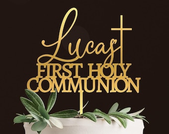 First Communion Cake Topper, Baptism Cake Topper, Personalized Baptism, God Bless Cake Topper, First Holy Communion, Cross Cake Topper, Gold
