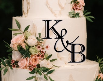 Encanto de pastel de iniciales, topper de pastel de monograma, topper de pastel de iniciales, topper de pastel personalizado, topper de pastel de oro, topper de pastel de boda, aniversario