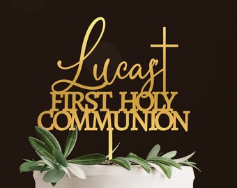 First Communion Cake Topper, Baptism Cake Topper, Personalized Baptism, God Bless Cake Topper, First Holy Communion, Cross Cake Topper, Gold