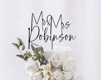 Custom Cake Topper, Mr Mrs Cake Topper, Personalized Cake Topper, Gold Cake Topper, Anniversary Cake Topper, Last Name, Rose Gold, Silver