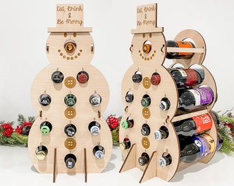 Calendrier de l’Avent du vin, Compte à rebours de Noël de la bière, Décor de Noël, Bonhomme de neige personnalisé, Arbre à bois, Père Noël secret, Cadeau pour elle, Cadeau pour lui