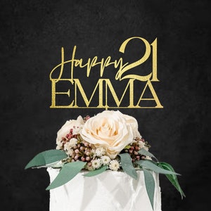 21st Birthday Cake Topper, Custom Cake Topper, Name Cake Topper, Age Cake Topper, 21st Birthday Decor, Gold Cake Topper, Personalized Topper