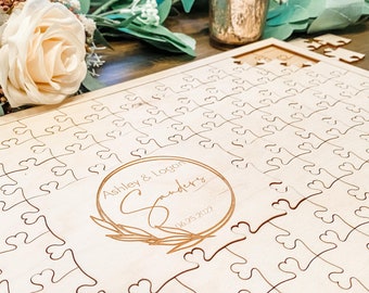 Puzzle Guest Book, Wooden Guest Book, Wedding Puzzle, Heart Guest Book, Guest Book Alternative, Puzzle Sign, 58-132 pieces, Jigsaw Puzzle