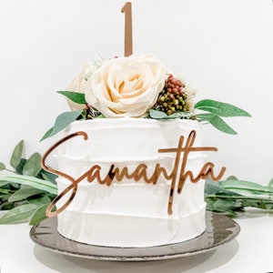 Benutzerdefinierte Cake Topper, Kuchen Charme, Acryl Tortenstecker, Holz Cake Topper, Torten Dekor, Laser Cut Name, Geburtstag Cake Topper, Roségold, Silber
