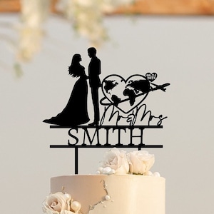 Travel Cake Topper, Mr Mrs Cake Topper, Custom Cake Topper, Last Name Cake Topper, Long Distance, Destination Wedding, Travel Theme Wedding