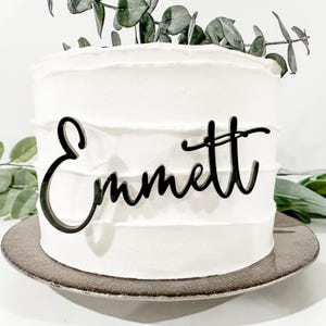 Ciondolo per torta con nome, decorazione per torta personalizzata, decorazione per torta in acrilico, decorazione per torta in legno, decorazione per torta, nome tagliato al laser, decorazione per torta di compleanno, decorazione dorata immagine 3