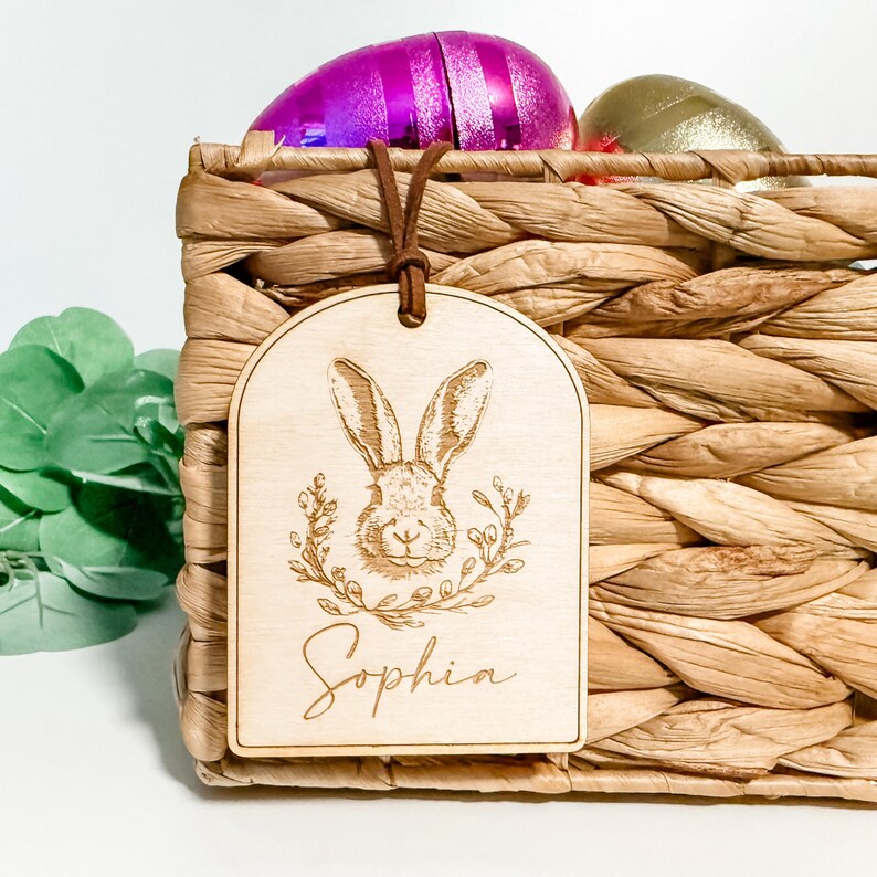 Easter Basket Tag, Personalized Tag, Easter Wood Tag, Custom Easter Tag, Basket Name Tag, First Easter Basket Tag, Easter Bunny Decor image 4