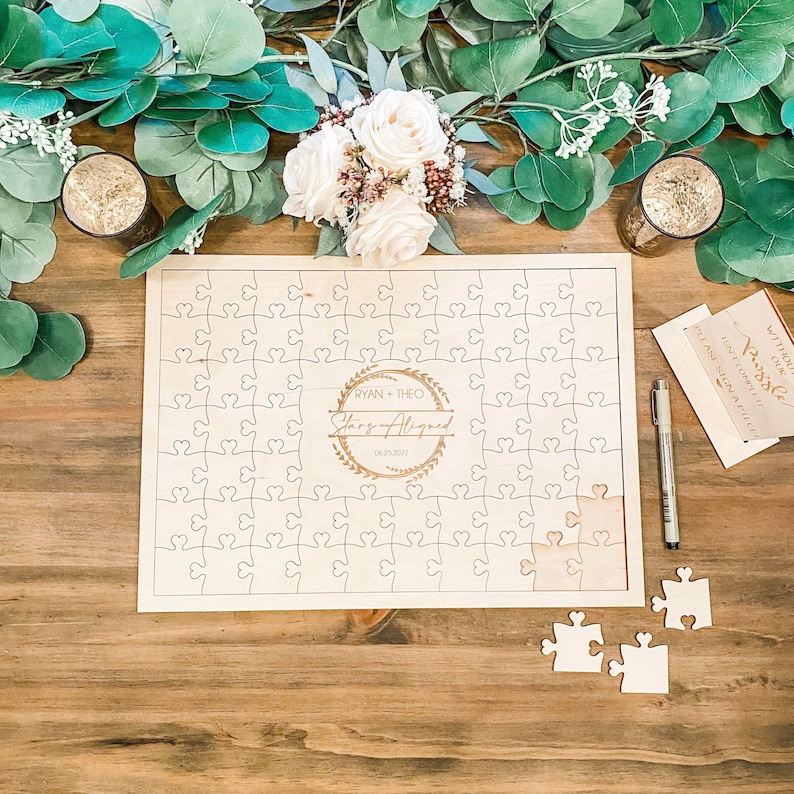 Puzzle Guest Book, Wooden Guest Book, Wedding Puzzle, Heart Guest Book, Guest Book Alternative, Puzzle Sign, 58-132 pieces, Jigsaw Puzzle image 7