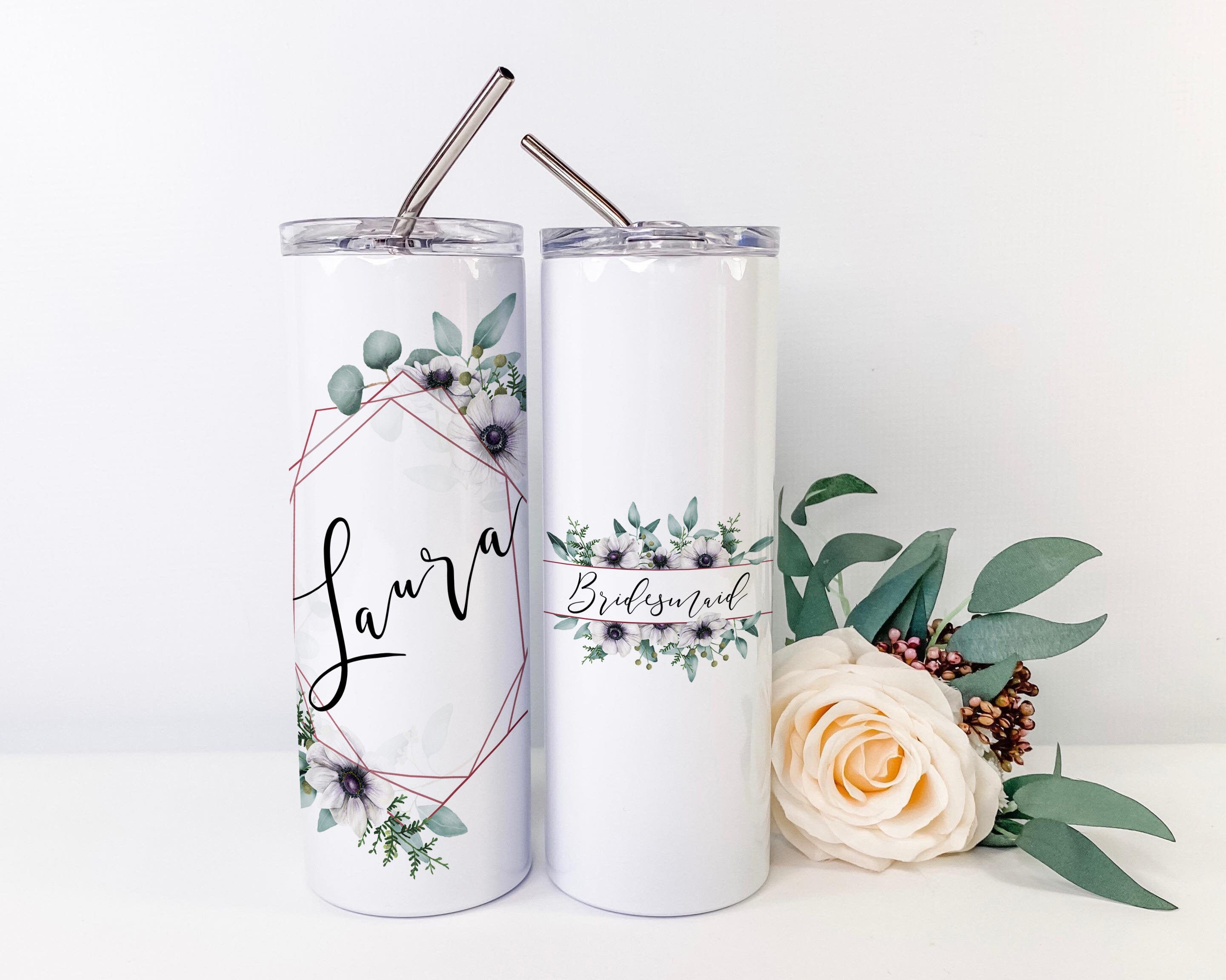 Bridesmaid Tumblers Personalized Skinny Tumblers Bridesmaid Etsy
