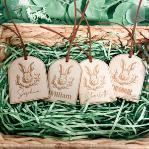 Easter Basket Tag, Personalized Tag, Easter Wood Tag, Custom Easter Tag, Basket Name Tag, First Easter Basket Tag, Easter Bunny Decor image 2