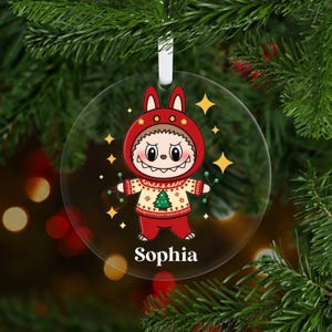 Personalisierte Monster Ornament, Geschenk für Enkelkinder, Kawaii Baum Ornament, Monster Puppe Ornament, Benutzerdefinierte Name Ornament, süßes Monster Geschenk