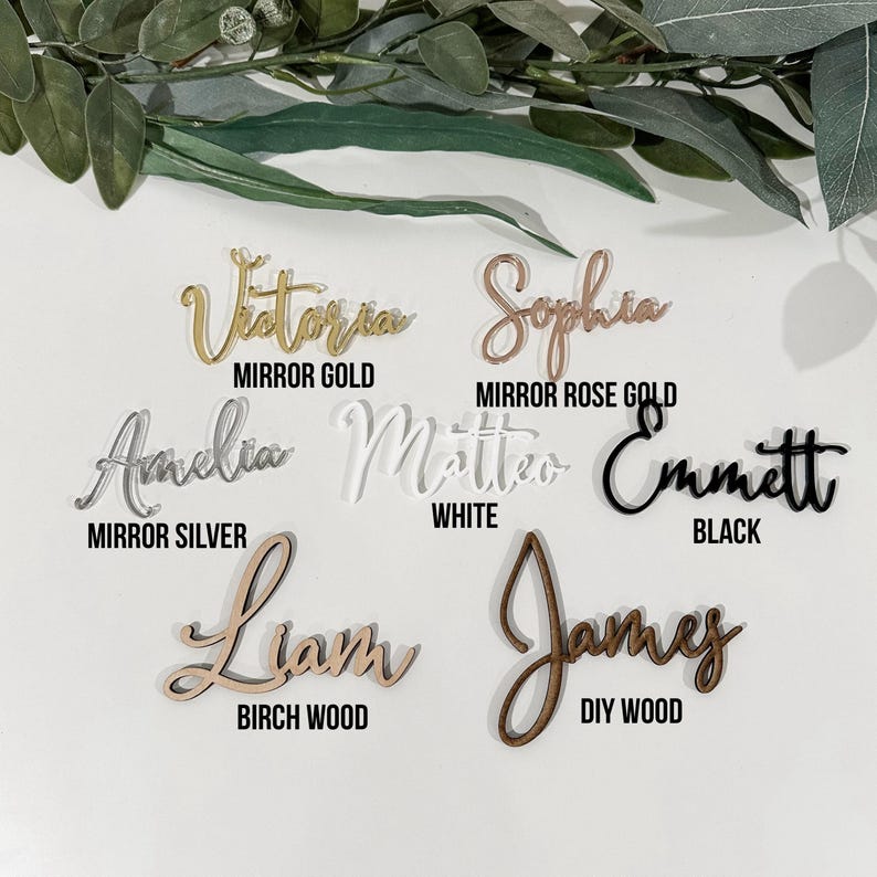 Ciondolo per torta con nome, decorazione per torta personalizzata, decorazione per torta in acrilico, decorazione per torta in legno, decorazione per torta, nome tagliato al laser, decorazione per torta di compleanno, decorazione dorata immagine 6