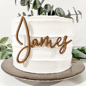 Ciondolo per torta con nome, decorazione per torta personalizzata, decorazione per torta in acrilico, decorazione per torta in legno, decorazione per torta, nome tagliato al laser, decorazione per torta di compleanno, decorazione dorata immagine 4