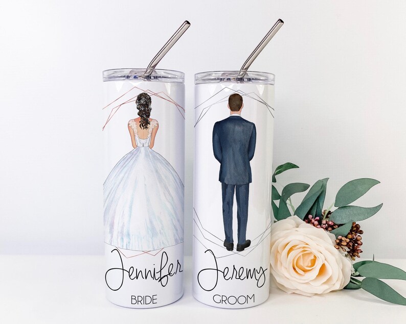 Bride Tumbler Groom Tumbler His and Hers Gift Wedding Gift | Etsy