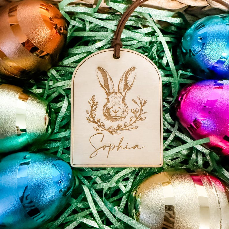 Easter Basket Tag, Personalized Tag, Easter Wood Tag, Custom Easter Tag, Basket Name Tag, First Easter Basket Tag, Easter Bunny Decor image 8