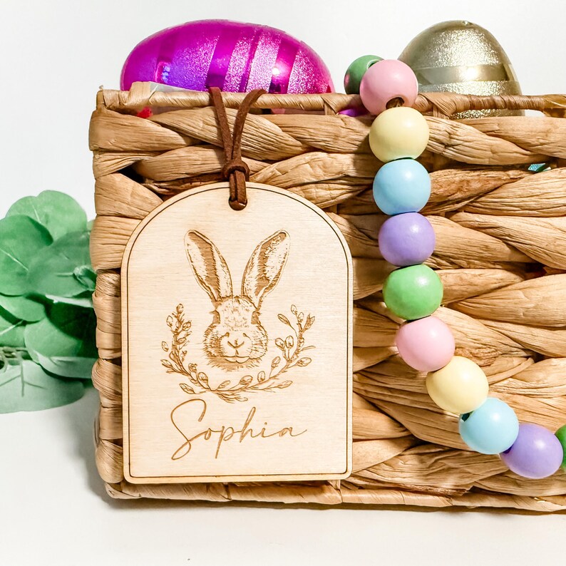 Easter Basket Tag, Personalized Tag, Easter Wood Tag, Custom Easter Tag, Basket Name Tag, First Easter Basket Tag, Easter Bunny Decor image 6