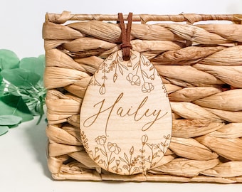 Easter Basket Tag, Personalized Tag, Easter Wood Tag, Custom Easter Tag, Basket Name Tag, First Easter Basket Tag, Easter Egg Decor