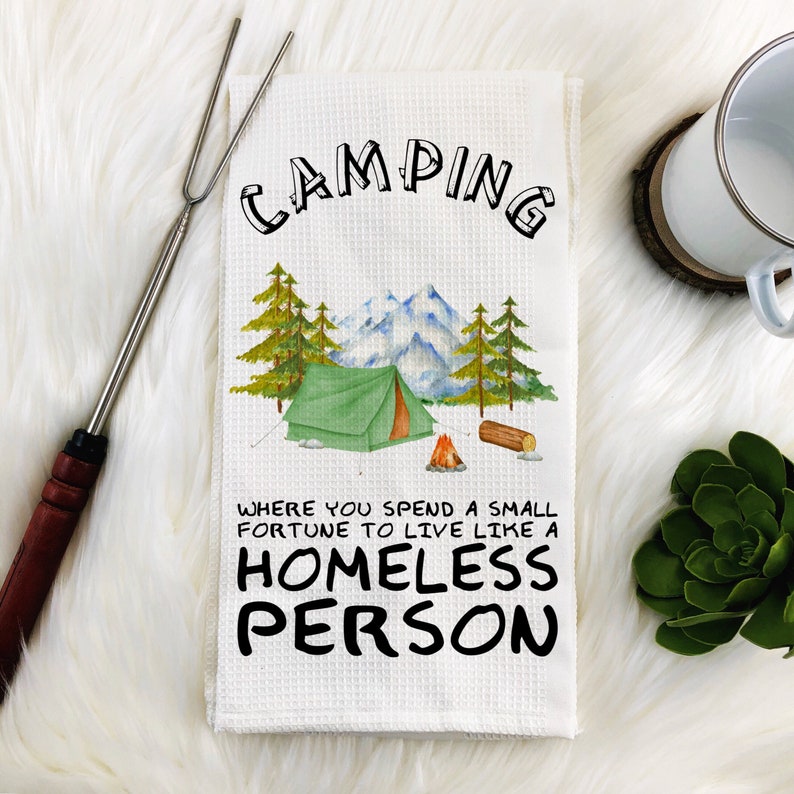 Camping Kitchen Towels Camping Tea Towels Funny Tea Towels Etsy
