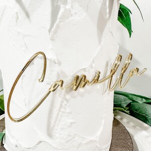 Name and Cross Cake Topper, Custom Cake Topper, Baptism Cake Topper, God Bless Cake Topper, Acrylic Cake Charm, Cross Cake Topper, Gold image 5