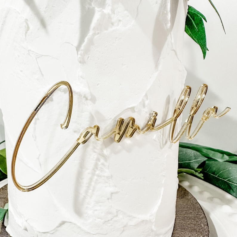 Name and Cross Cake Topper, Custom Cake Topper, Baptism Cake Topper, God Bless Cake Topper, Acrylic Cake Charm, Cross Cake Topper, Gold image 5