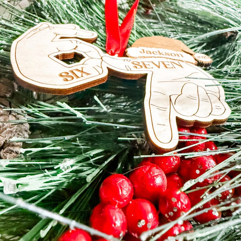 Viral 67 Ornament, Six Seven Ornament, Personalized Ornament,Gift For Teen,Funny Teen Gift, Grandkid Gift, Gen Alpha Humor, 67 Meme Ornament image 3