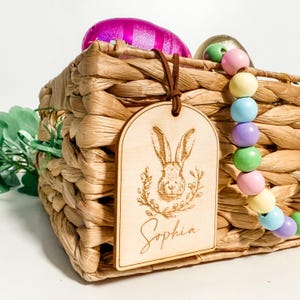 Easter Basket Tag, Personalized Tag, Easter Wood Tag, Custom Easter Tag, Basket Name Tag, First Easter Basket Tag, Easter Bunny Decor image 3