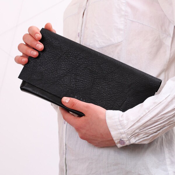 Black Leather Clutch, Leather Clutch, Calf Leather Clutch, Leather Clutch Bag, Leather Clutch Purse