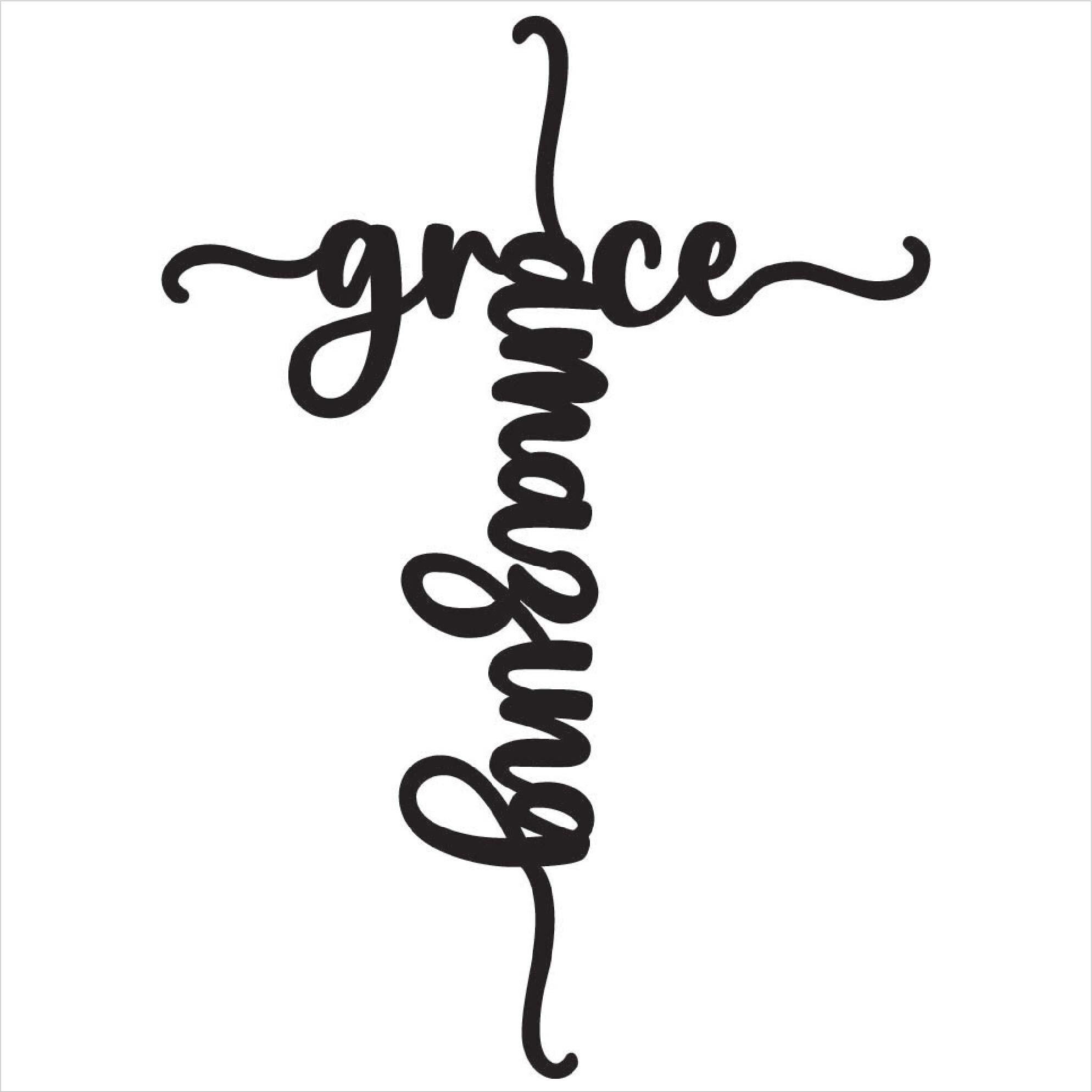 Amazing Grace Script CNC DXF File | Christian Cross Metal Sign Cut File ...