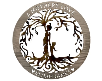 Personalized 18" Metal Tree Of Life - Family wall decor - Mother With Children - Wall Decor - Gift For Mom - Gift For Grandma - Mother's Day