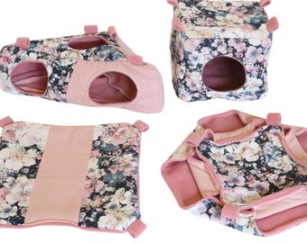 4 piece set, fleece rat hammocks, rat cage, pet accessories, rodent furniture, ferrets home, cozy bed for rats, rat toys, pet house, hanging