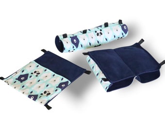 Bears set for rats, sugar gliders, bed for small rodent, rat tunnel hammock, fleece rat tube, rat toys for cage, pet accessories, rat bridge