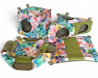 RAT HAMMOCK SET, hanging rat hammocks, pet lairs, cage accessories, animal bed, sugar toys, cozy rat house, hanging rat furnitures, rat, pet