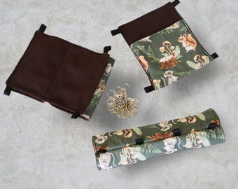 Squirrel set for rats, sugar gliders and other small rodents, tube, double hammock, one pocket hammock, rat pocket, rat sock, hiding rat