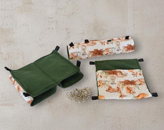 Fox set for pets, sugar gliders play, rodents house, tube for rat, double hammock, pocket hammock, rodent playground, rat sock, hiding pets