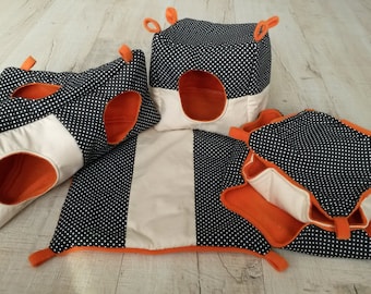 Rat hammock, rat cage accessories, sugar glider toys, 4 piece set for rats, ferrets, guinea pigs, squirrels, cube, honeycomb, corner hut