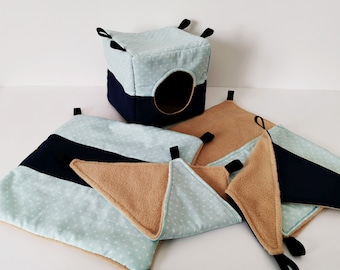 Rat cage accesories, sugar glider cage, pocket hammock, sugar glider playground, cube, hammock, set for rat, farrets, sugar gliders, rodents