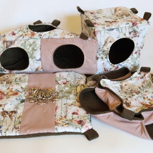 Spring RAT HAMMOCKS SET, cube hammock, honeycomb, rat corner house, flat hanging rat hammock, rat lairs, rat toys, rat cage accessories, pet